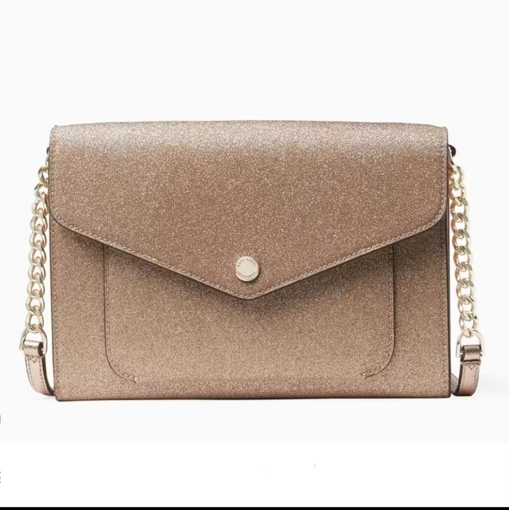 Kate Spade Tinsel Flap Crossbody Rose Gold